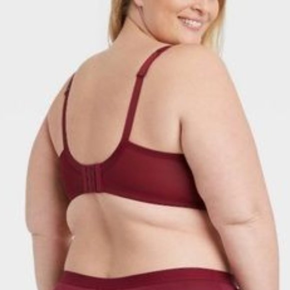 AUDEN Push Up Plunge Underwire Bra 46D Plus Size Wine Red Sublime Berry Lace - Picture 2 of 12